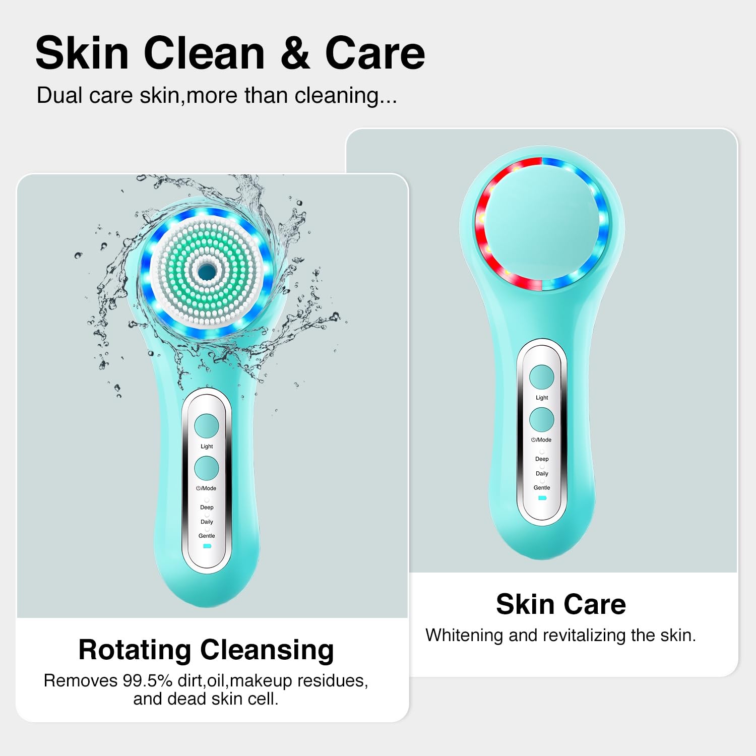 Cleansing Brush, 2-Way Rotating Scrubber for Daily & Deep Cleaning, 3 Modes, …