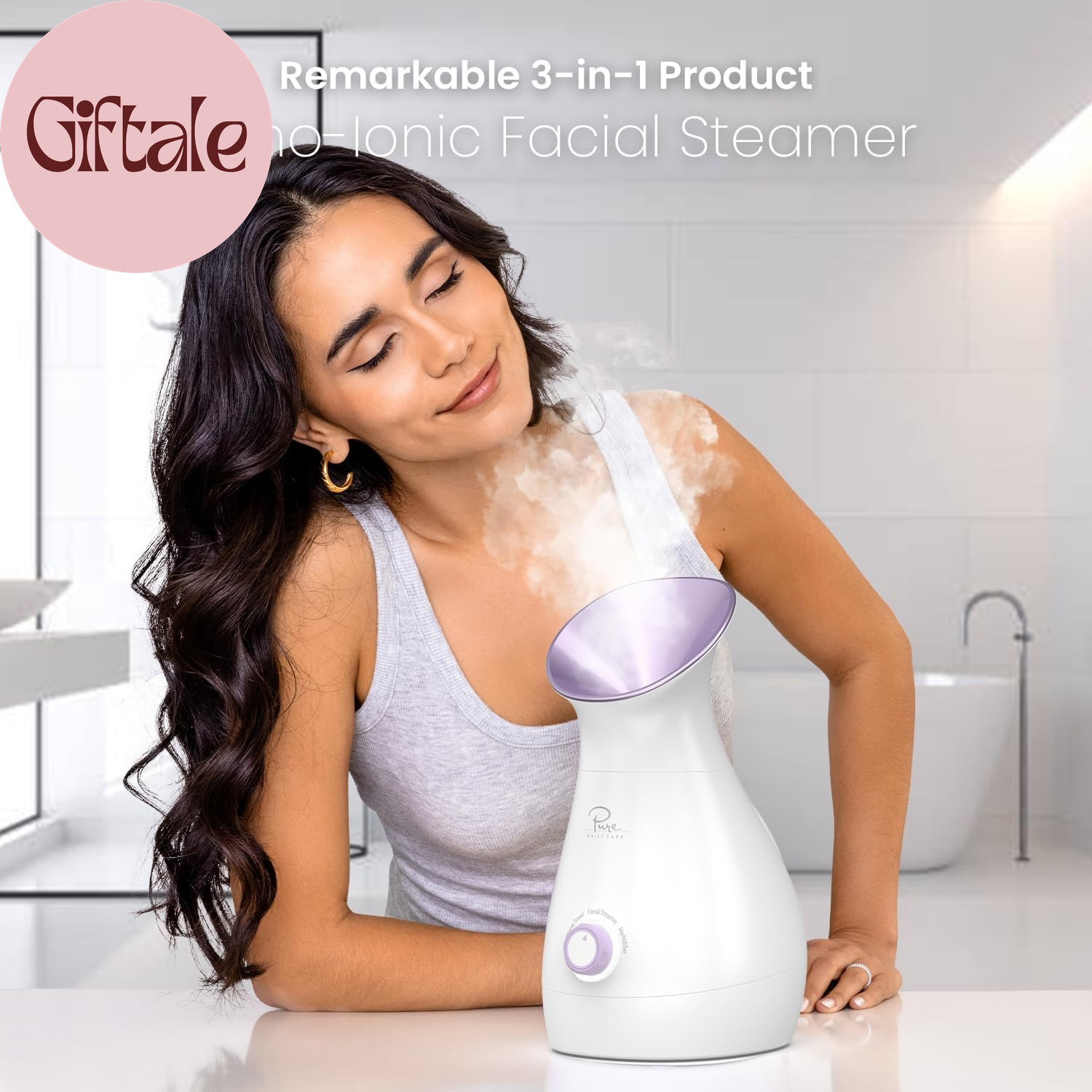 Nanosteamer Large 3-In-1 Nano Ionic Facial Steamer with Precise Temp Control – H