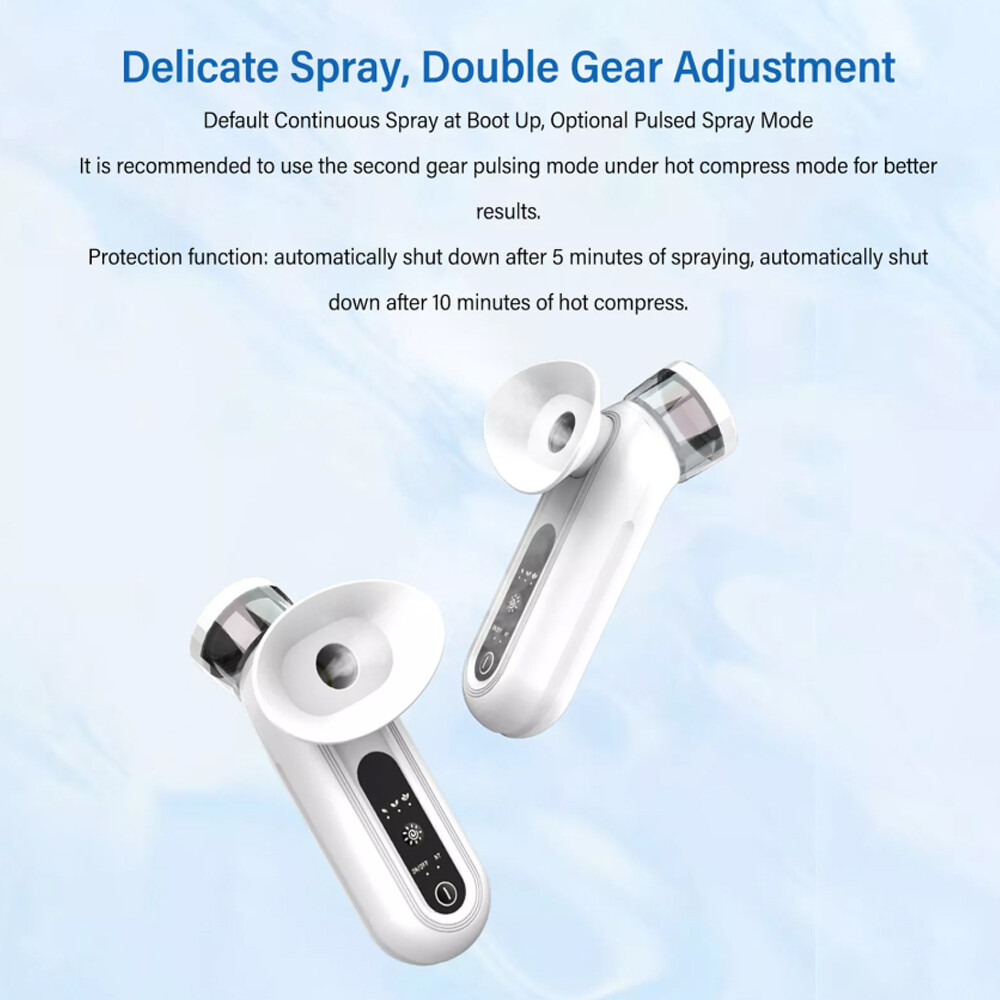 Eye Mist Sprayer White Nano Mist Sprayer Hot Compress Moisturizing Rechargeable
