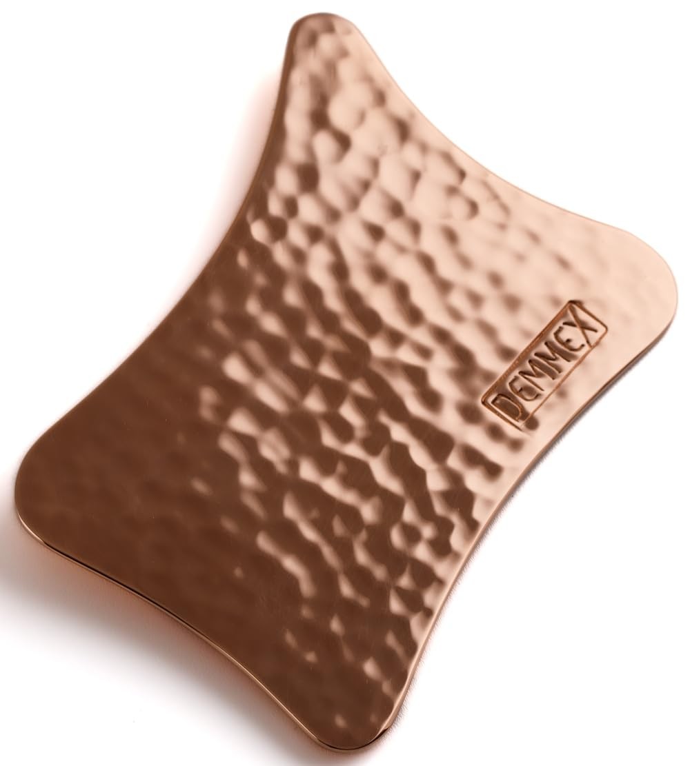 DEMMEX Pure Copper Face Massager, Gua Sha Facial Massage 9.5×7.5cm, Pink