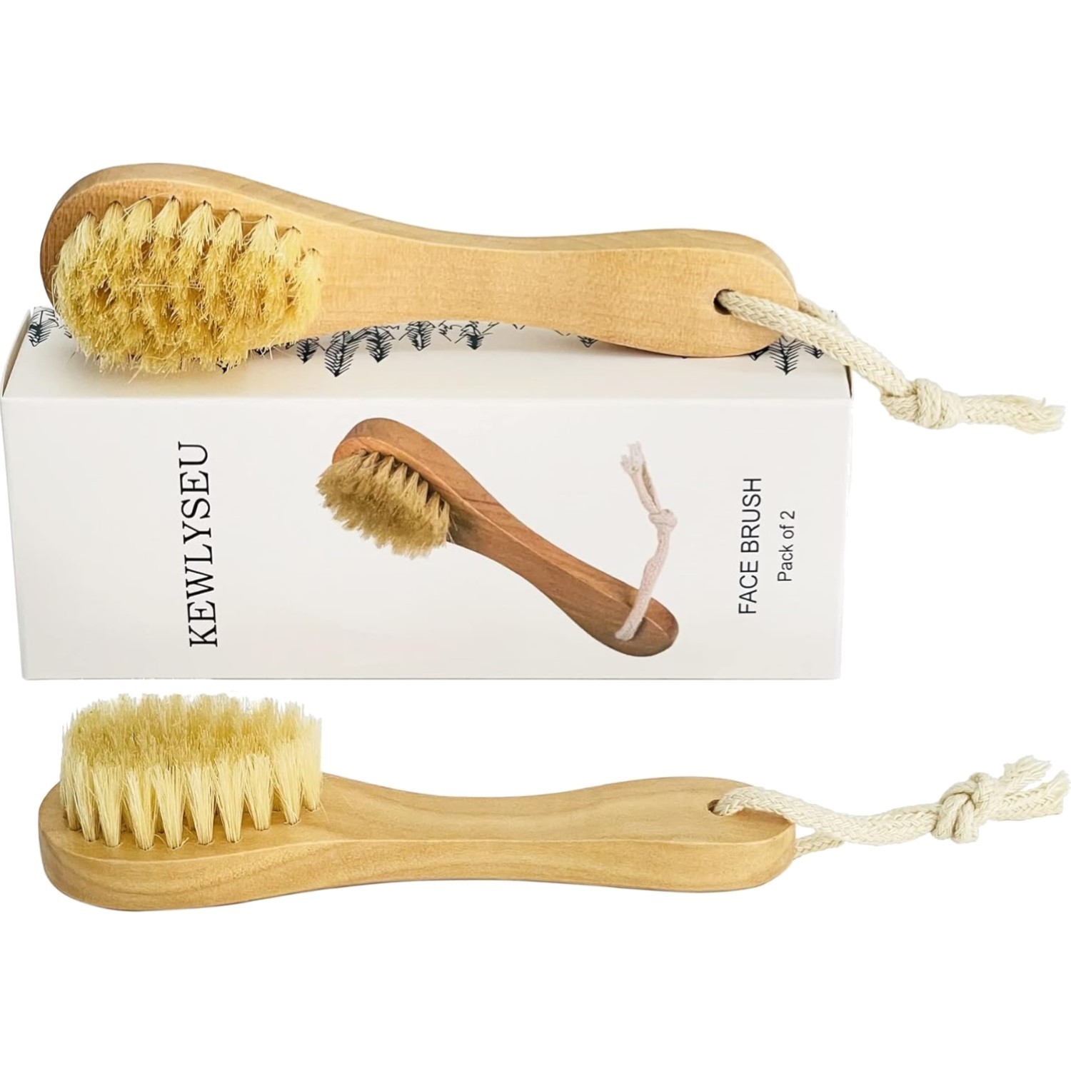 Natural Bristles Face Cleaning Brush Exfoliating Skin Care Pack of 2