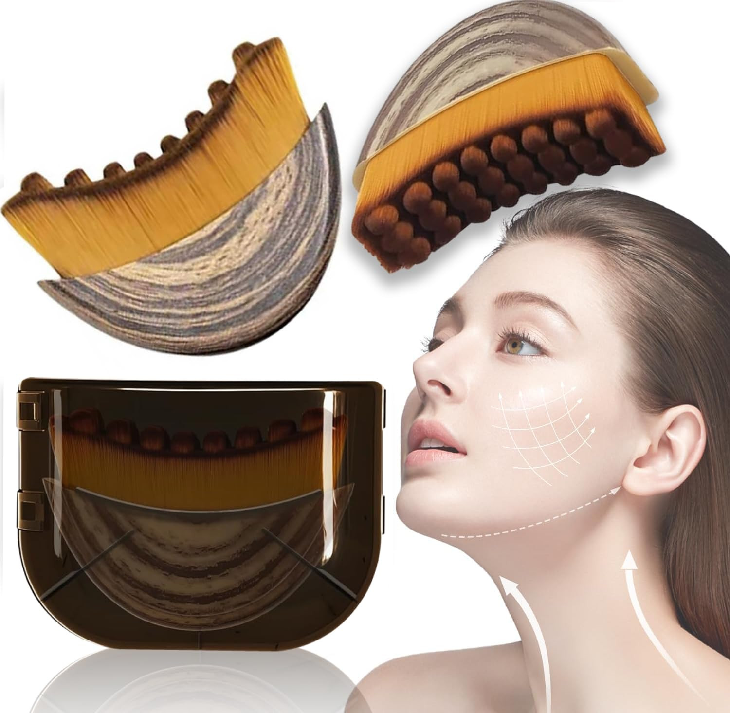 2 PCS Lymphatic Contour Face Brush for Sculpting – Anti-Puffiness, Detox & Li…