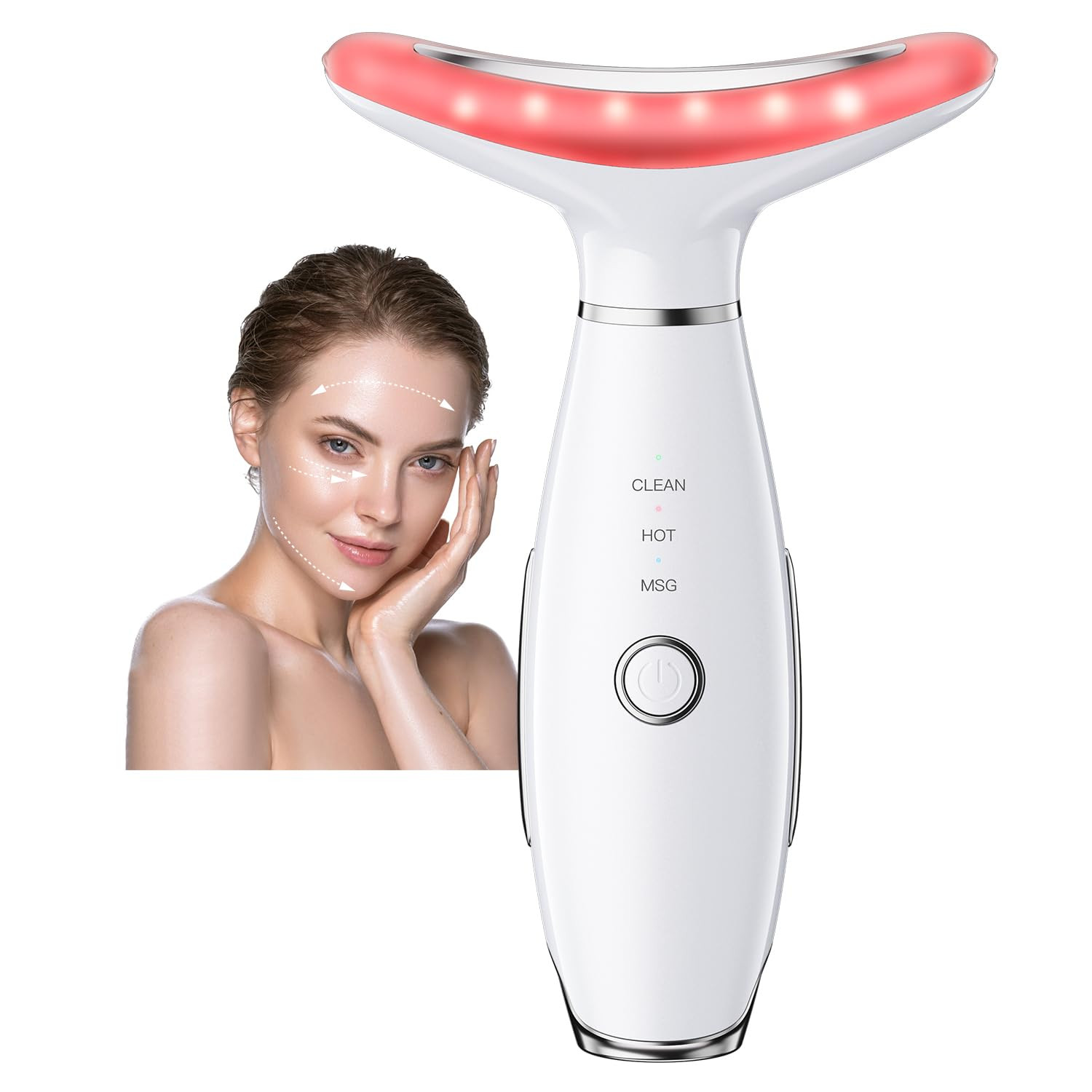 Portable 3-Mode Neck and Facial Massager for Skin Care (White)