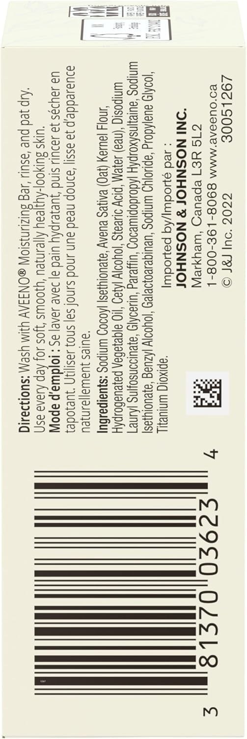 Aveeno Gentle Moisturizing Bar Facial Cleanser 3.5 Ounce (Pack of 4), Brown