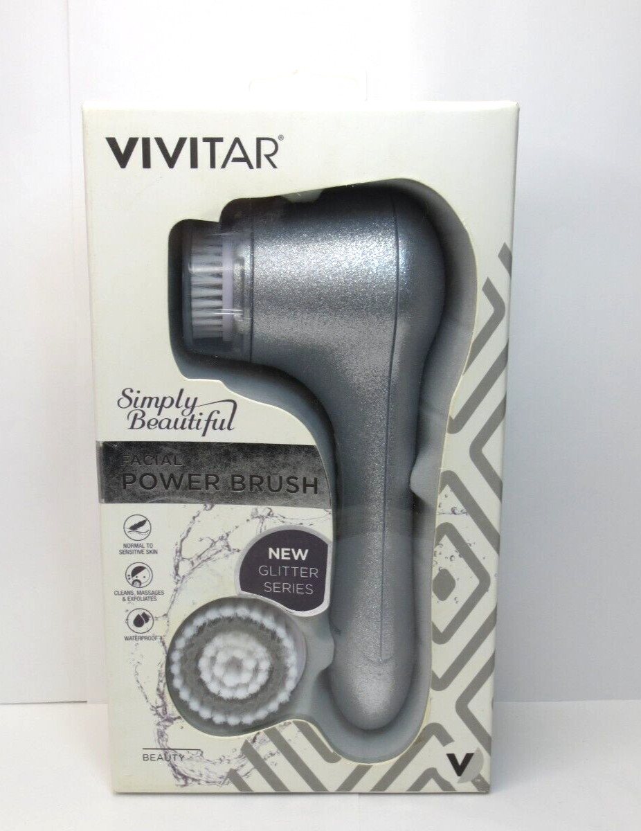 VIVITAR SIMPLY BEAUTIFUL FACIAL POWER BRUSH GLITTER SERIES SILVER BOXED