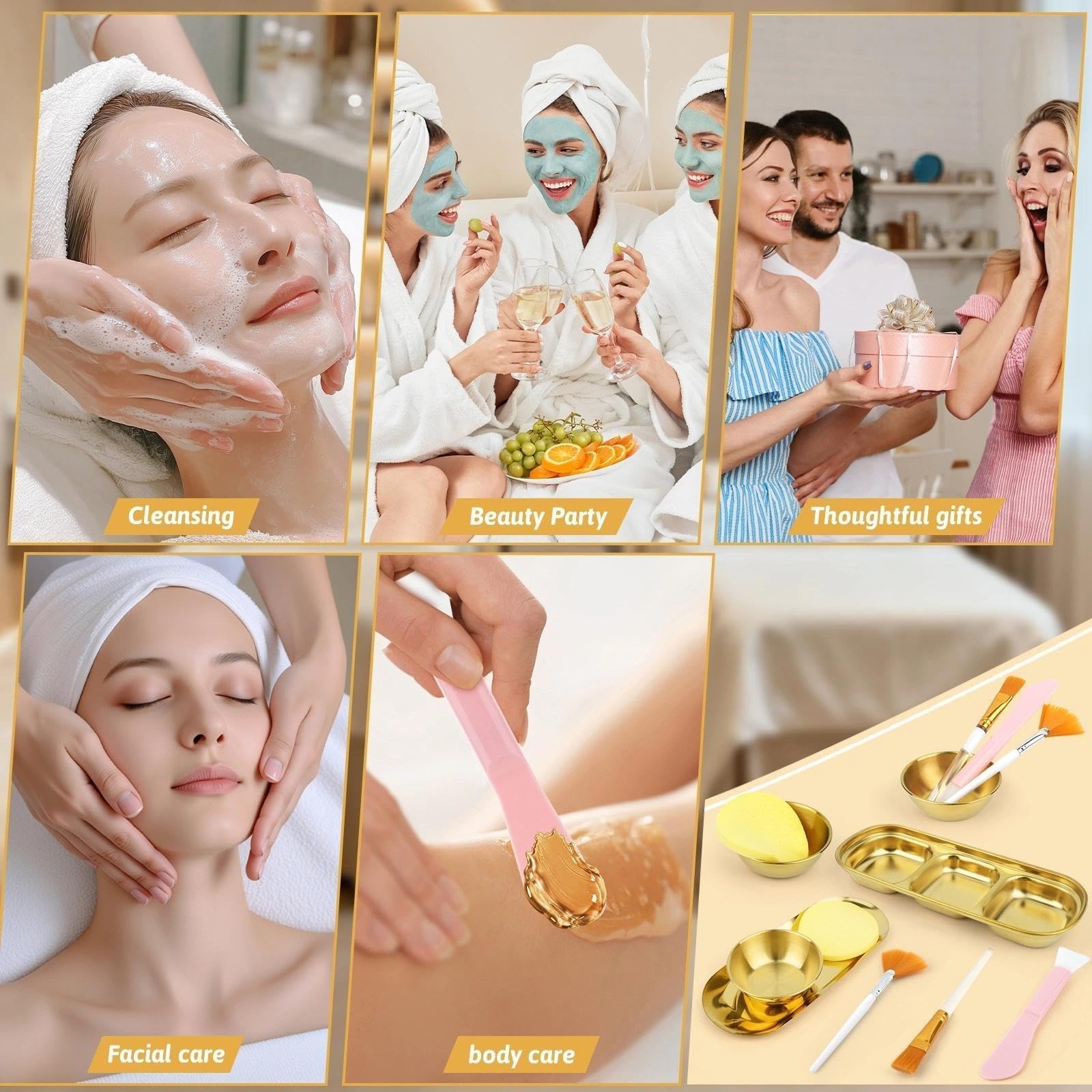 29 Pcs Facial Spa Supplies Set – Ice Bath Bowl, Brushes, Hairbands & Sponges