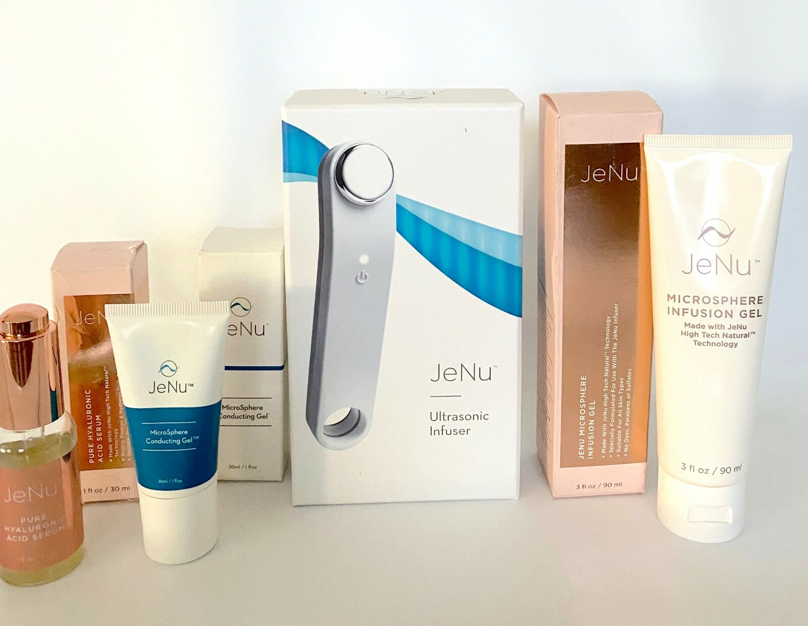 JeNu Ultrasonic Infuser+Microsphere Infusion+Conductiong Gel+Hyaluronic Serum