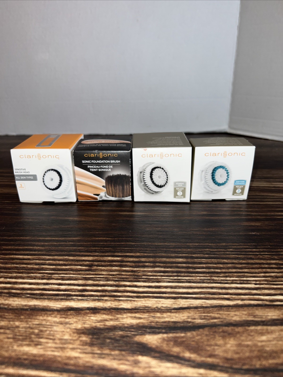 Lot Of 4 Clarisonic Sonic Foundation and Sensitive brush heads New Open Boxes