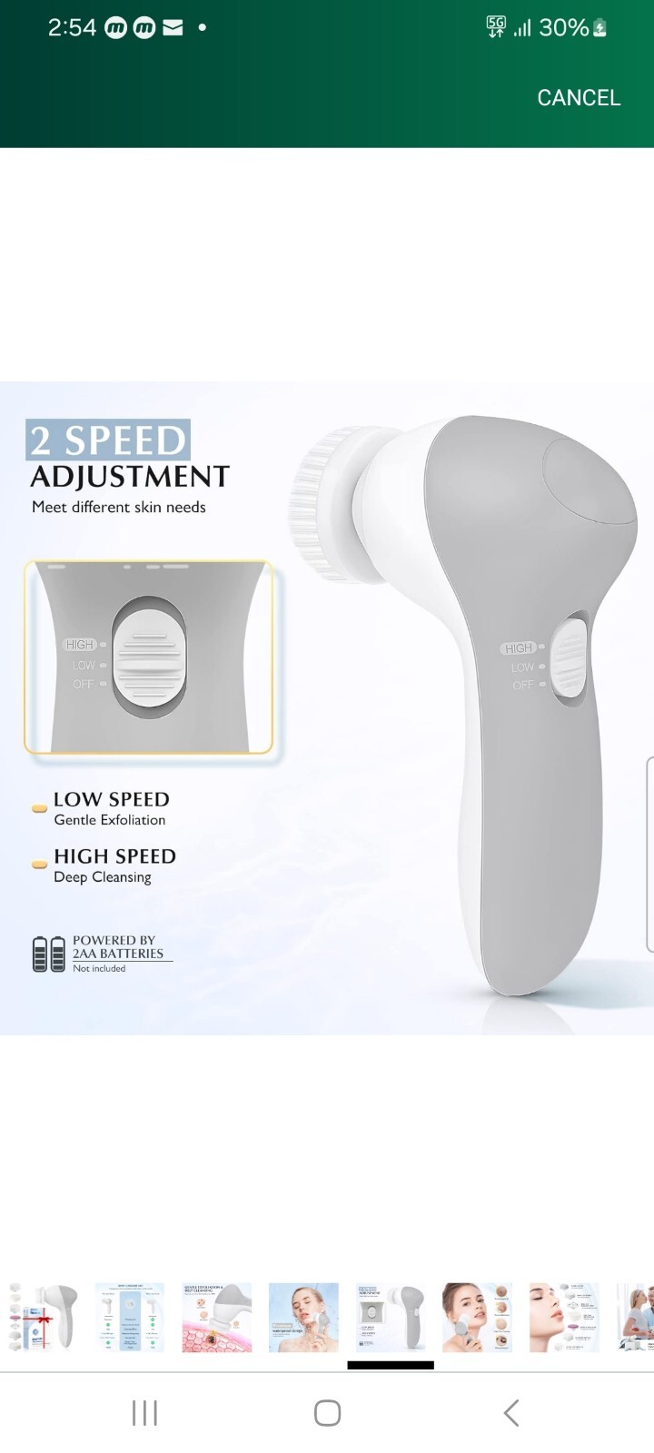 COSLUS Facial Cleansing Brush Silicone Face Scrubber: 7 in 1 FBS-D Electric Ma..