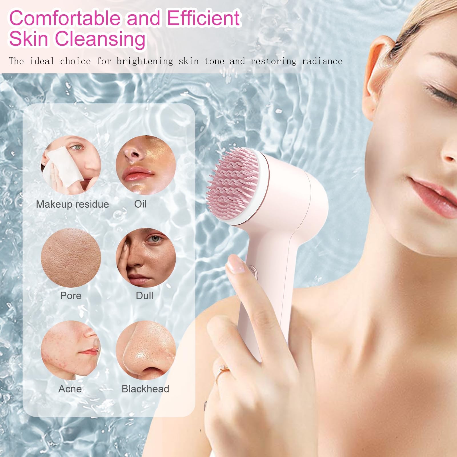 Electrical Cleansing Brush, Multi-Function Wash Brush with Base and 2 Brush H…