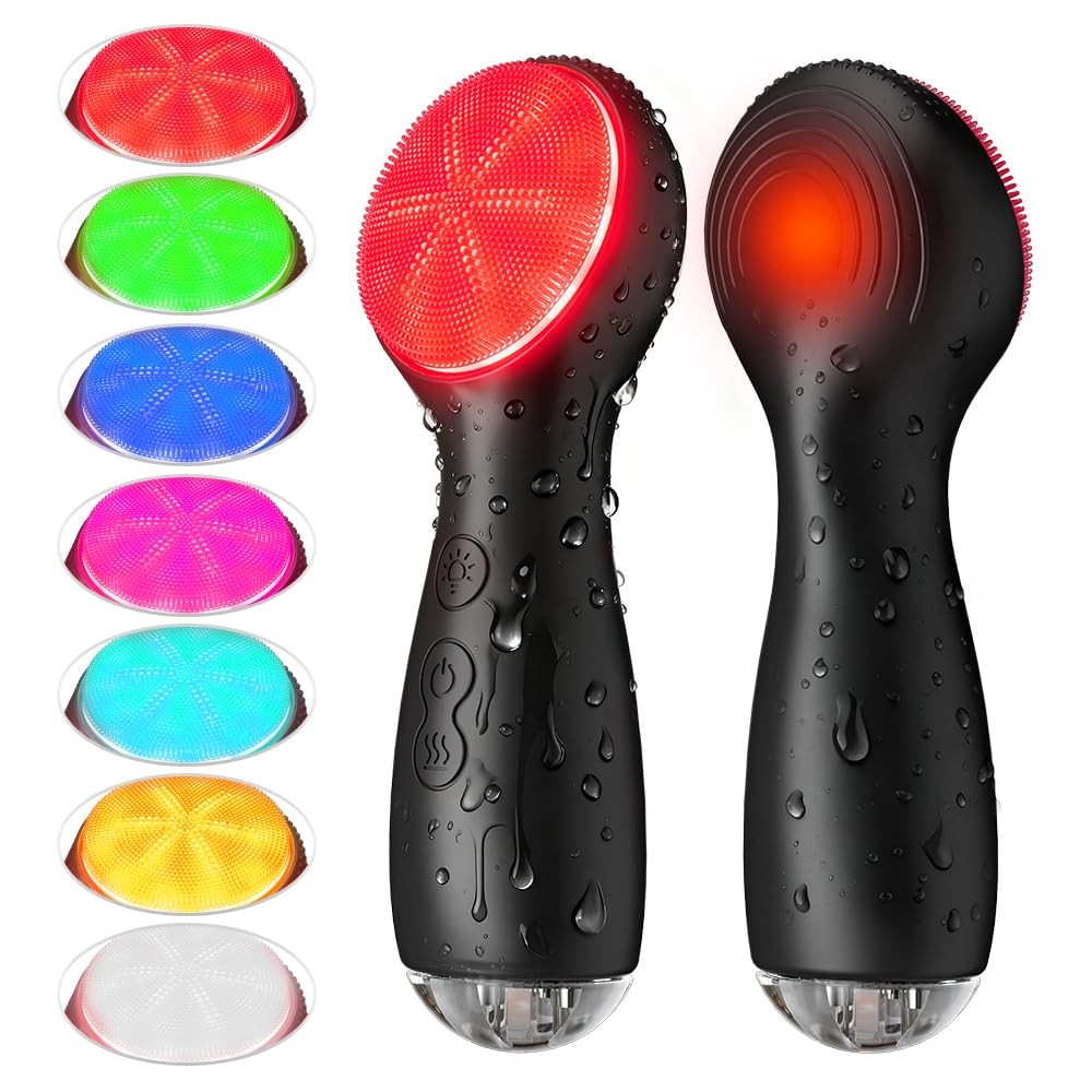 Facial Cleansing Brush, Face Scrubber, Electric Brush with 7 Black