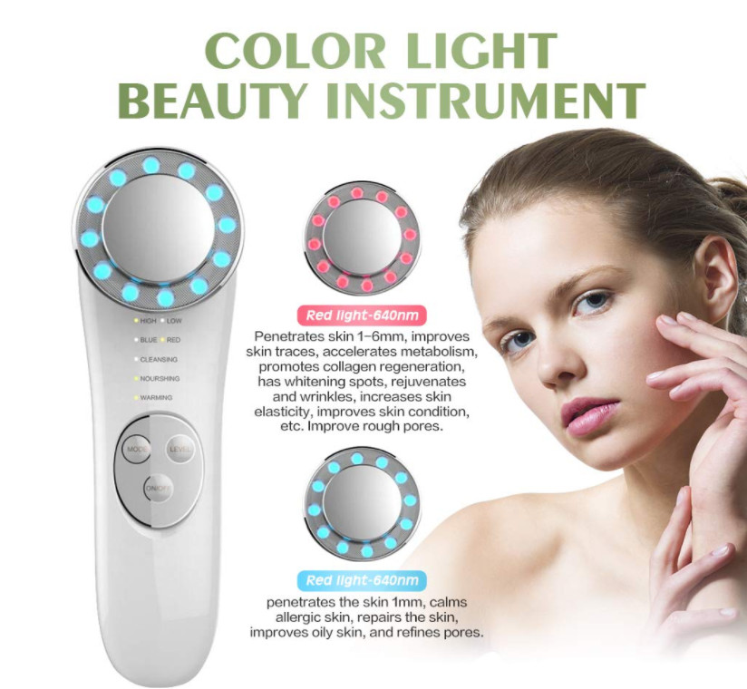 Galvanic Facial Massager ES1022 EMS Microcurrent LED Red Blue Anti-Aging Device