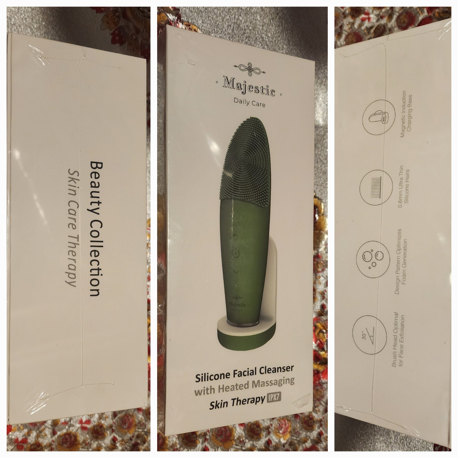 NEW! Silicone Facial Cleanser With Heated Massage! Wireless Charger, Waterproof!