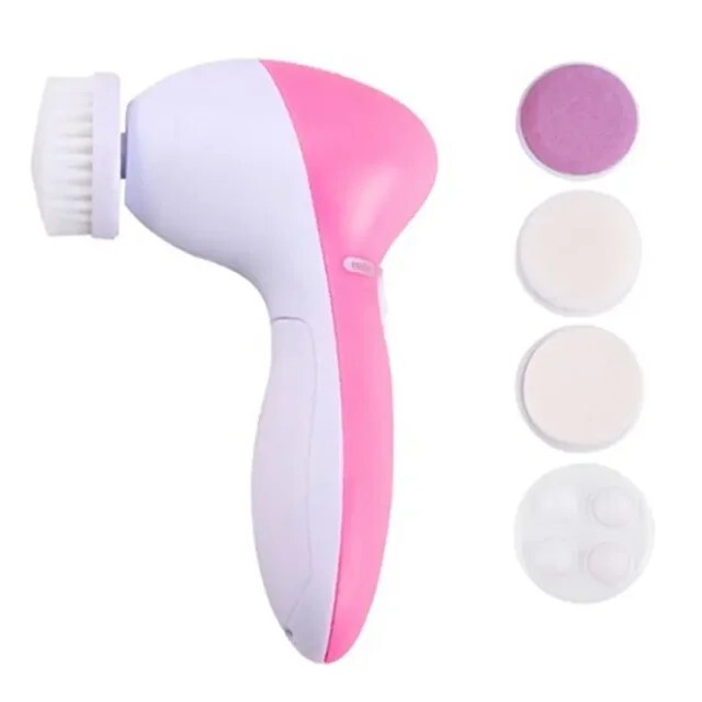 Facial Cleansing Brush Face Scrubber 5in1 Electric Exfoliating Spin Cleanser