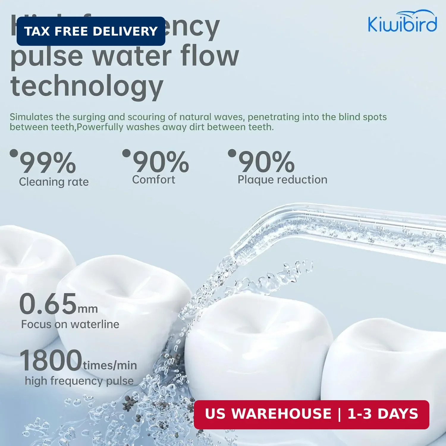 KIWIBIRD Mini Water Flosser for Travel, Ultra-Portable Cordless Oral Irrigator w