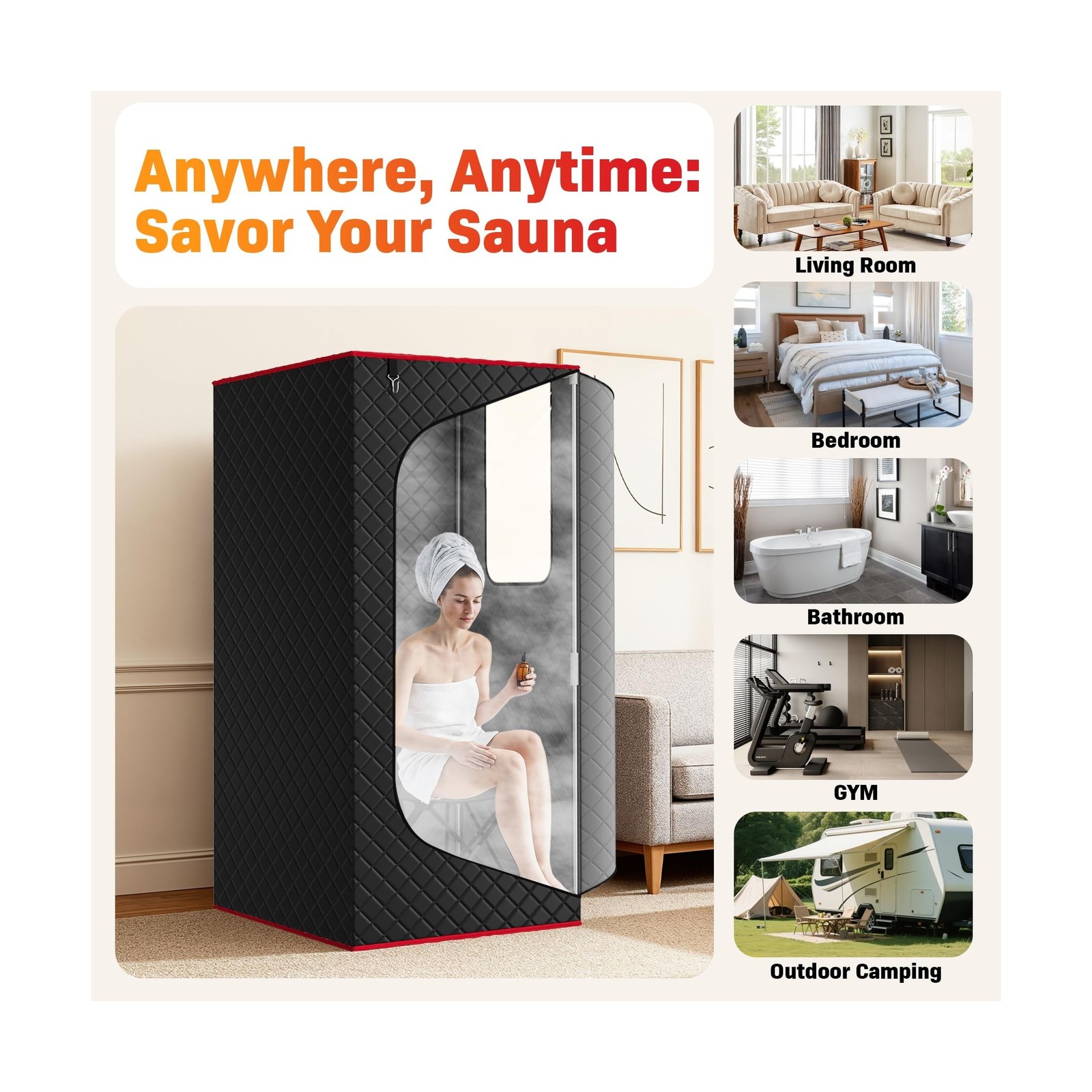 Manastin Upgraded Portable Steam Sauna for Home, Sauna Tent with 3L/1200W Ste…
