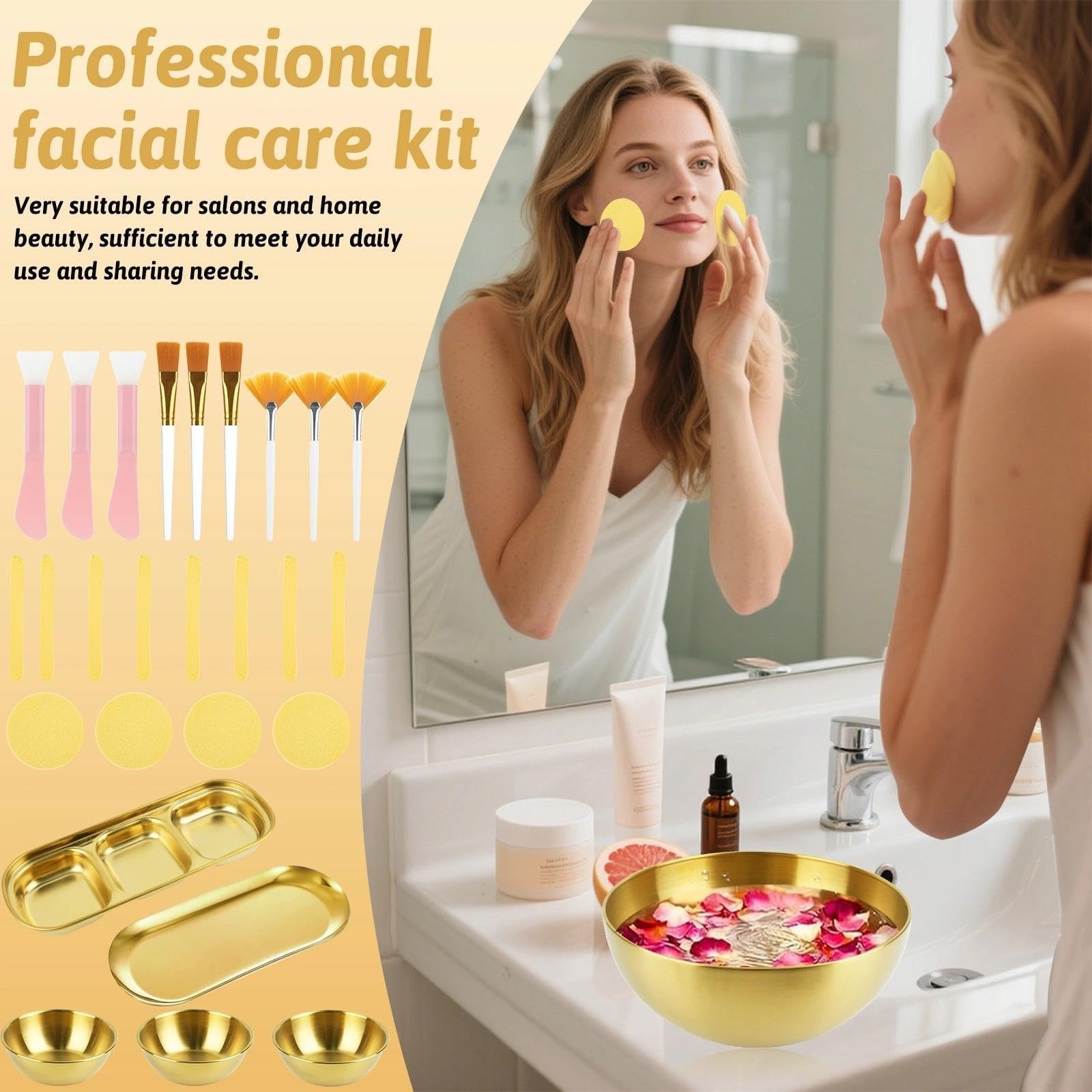29 Pcs Facial Spa Supplies Set – Ice Bath Bowl, Brushes, Hairbands & Sponges