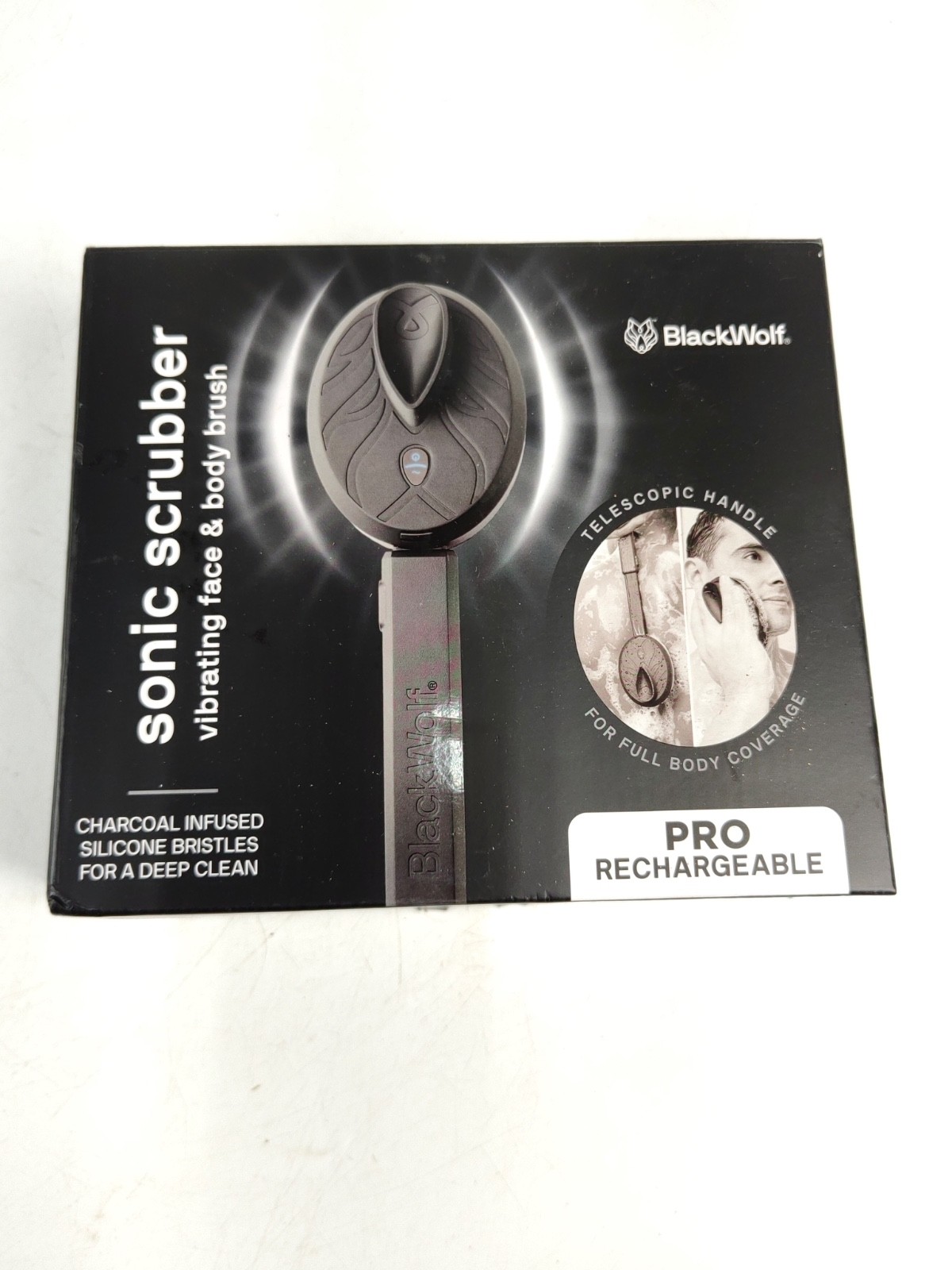 NEW & SEALED!BlackWolf Sonic Scrubber Black Vibrating Scrubber Men Rechargeable