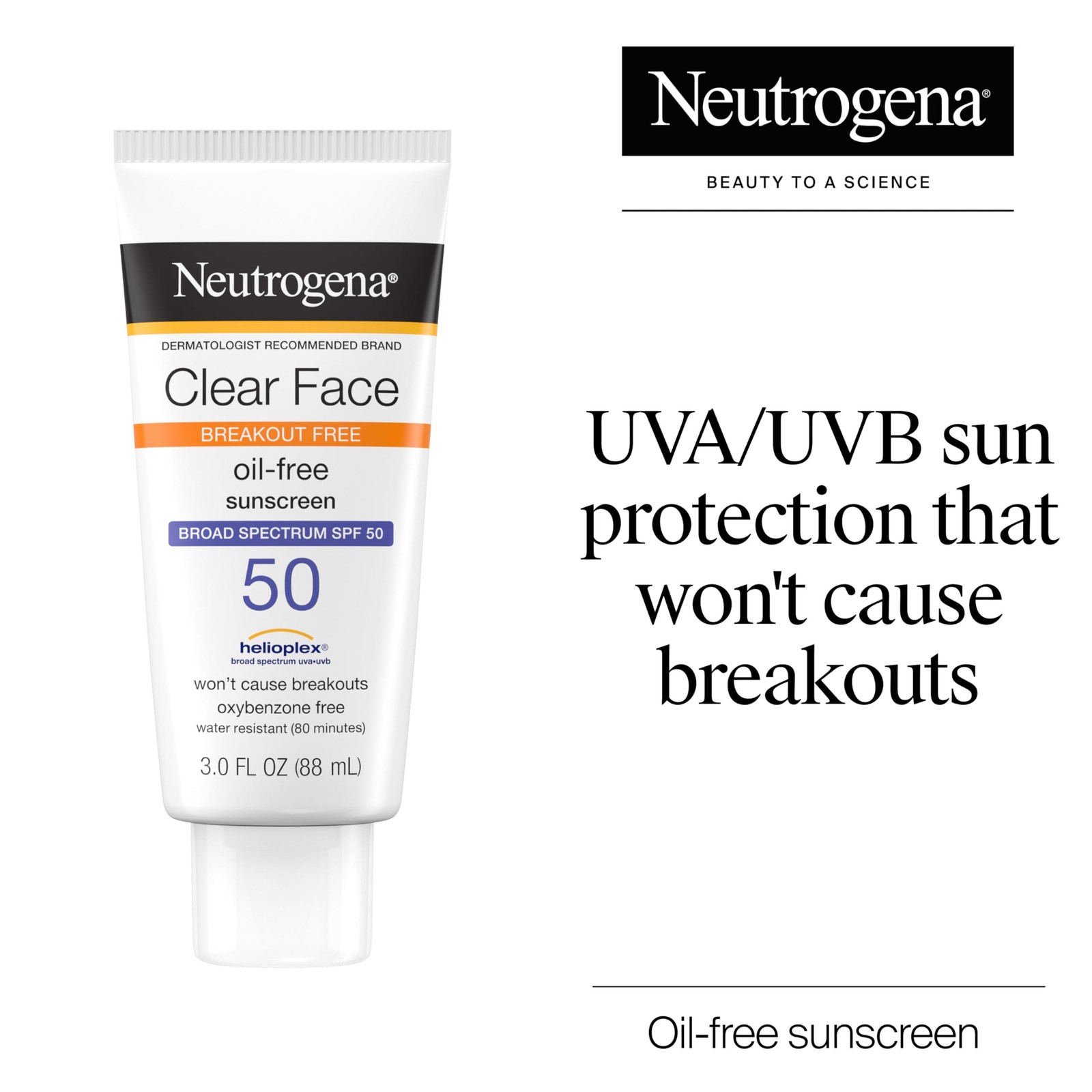 Neutrogena Clear Face Sunscreen Lotion for 3 Fl Oz (Pack of 1), WHITE
