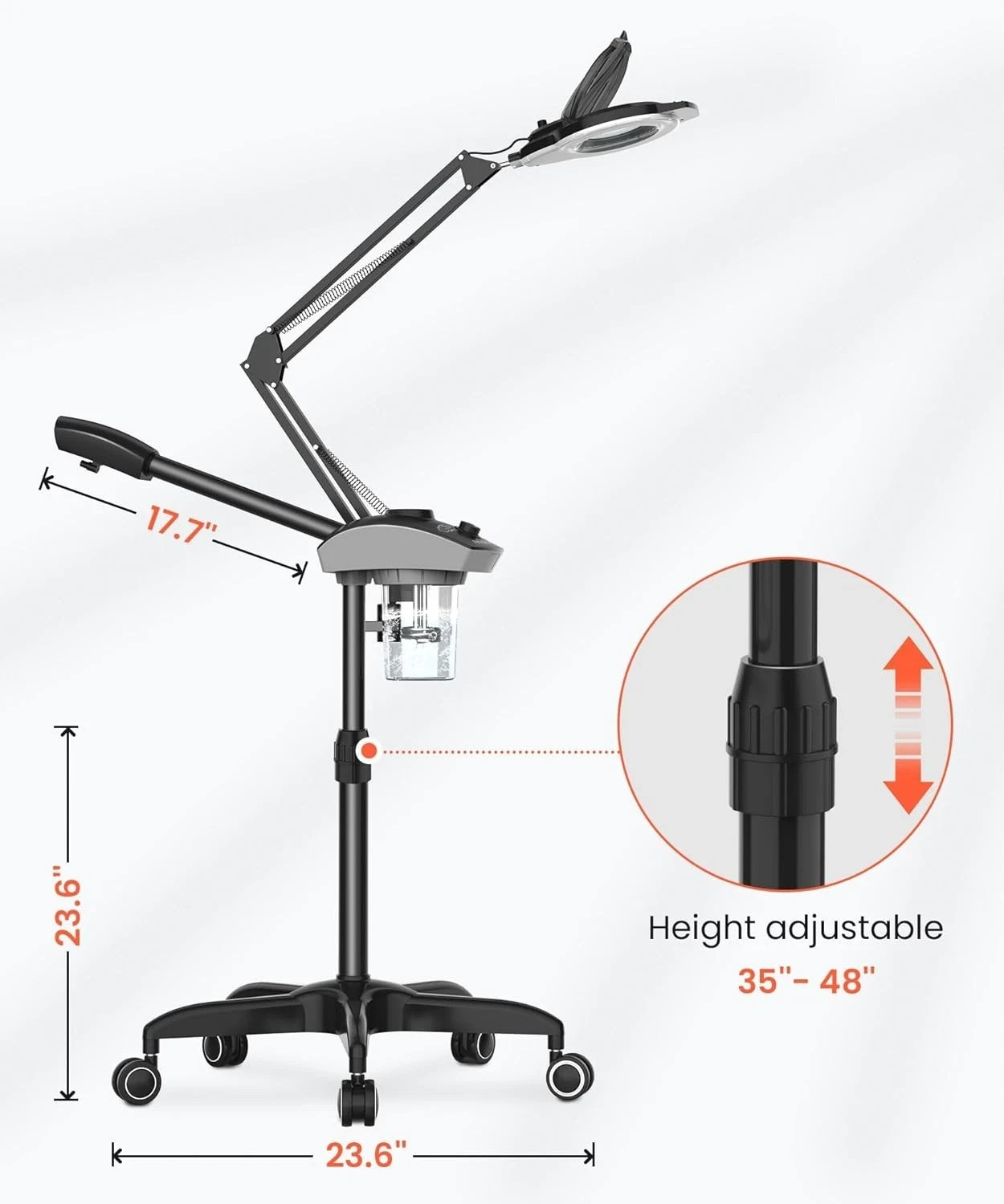 Professional Facial Steamer with 5X Magnifying Lamp, 2-in-1 Esthetician Steamer