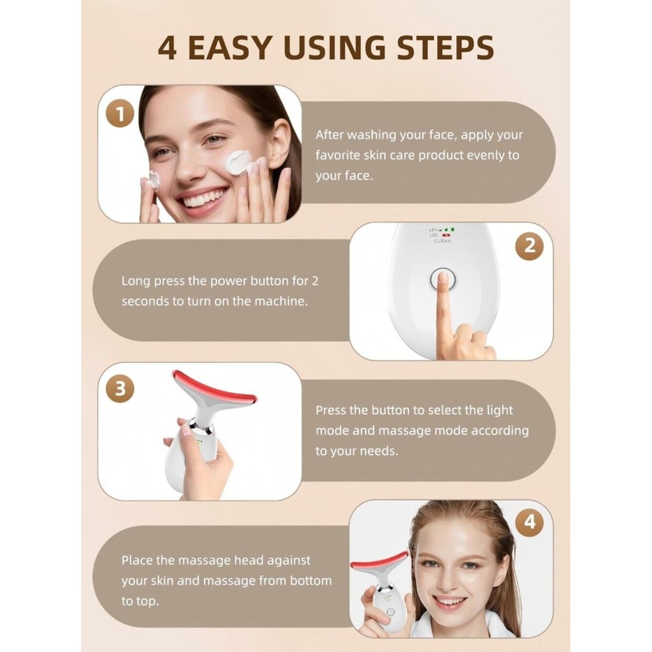 Red Light Therapy 7 Color Beauty Device for Face & Neck- NEW