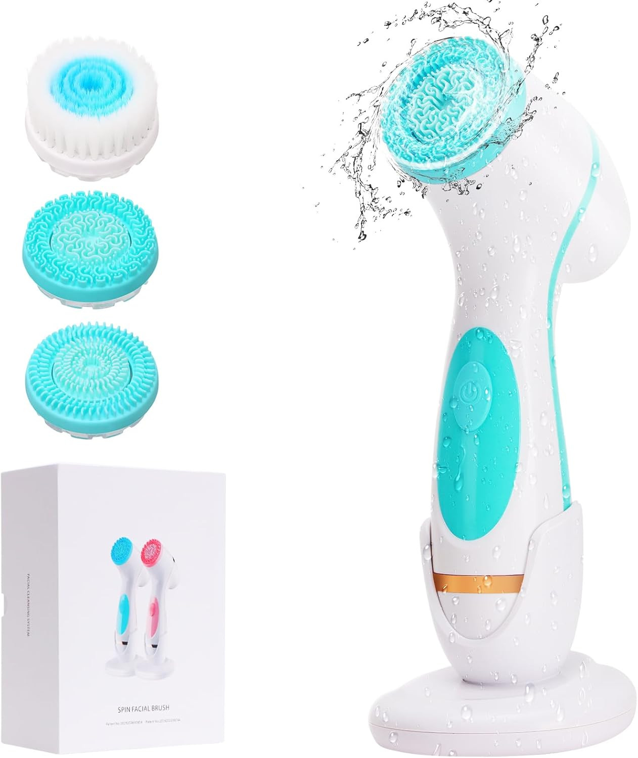 Facial Cleansing Brush, Waterproof Dual-Rotation Face Scrubber Exfoliator with 3