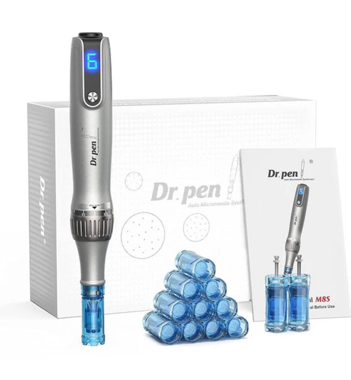 Wireless Cosmetic Pen Device For Home Use Beauty Tool Face Scalp Grey w/20 heads