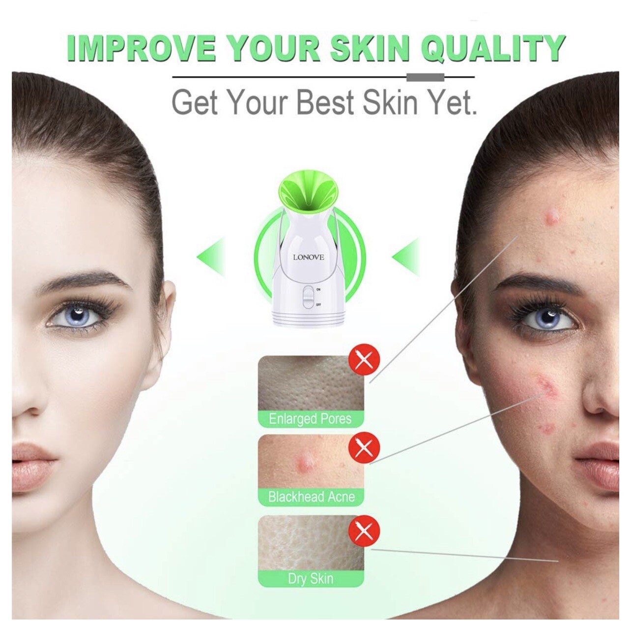 Facial Steamer Nano Ionic – Upgraded Face Steamer Warm Mist Steamer for Face