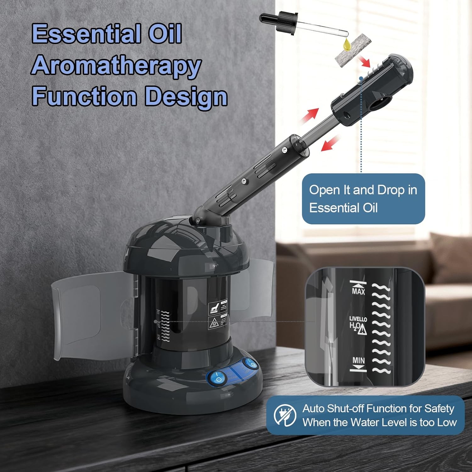 Nano Ionic Facial Steamer Portable Face Steamer w/ Extendable 360° Rotating Arm