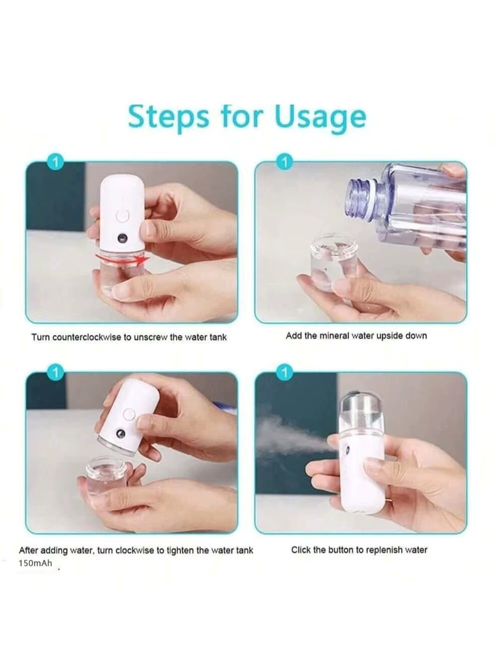USB Mist Facial Sprayer Humidifier Rechargeable Nebulizer Face Steamer Moisturiz