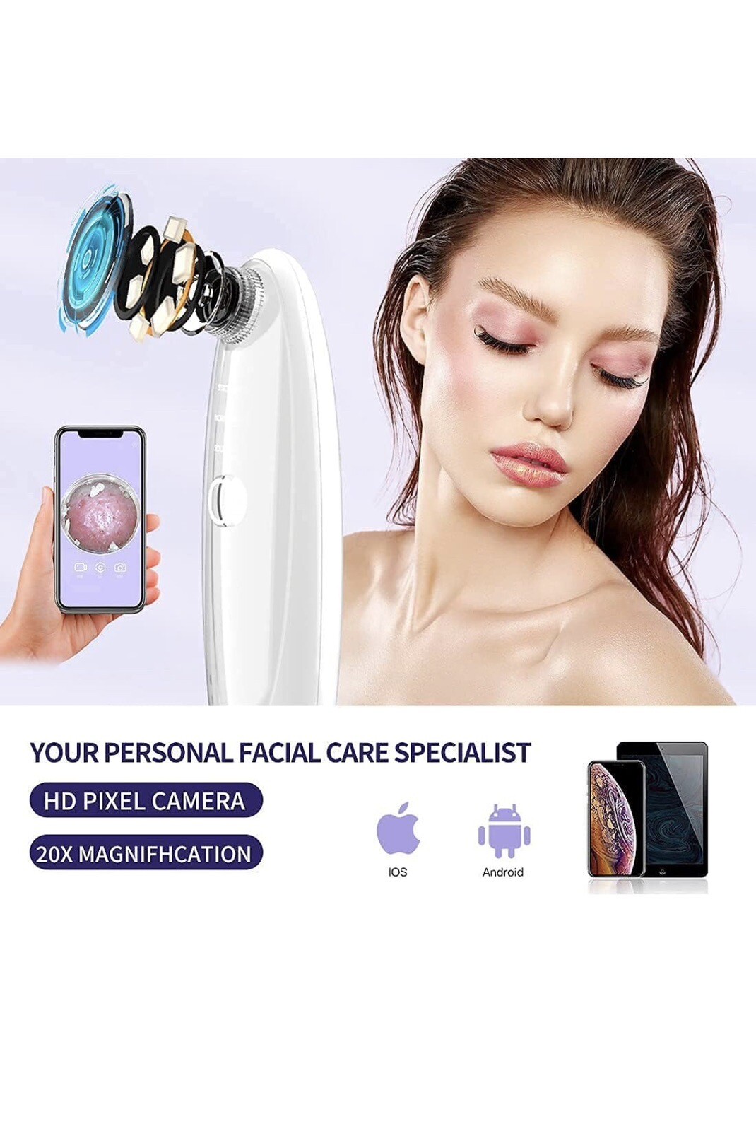 Pore Vacuum Blackhead remover with camera,LeveTop visible facial pimple…