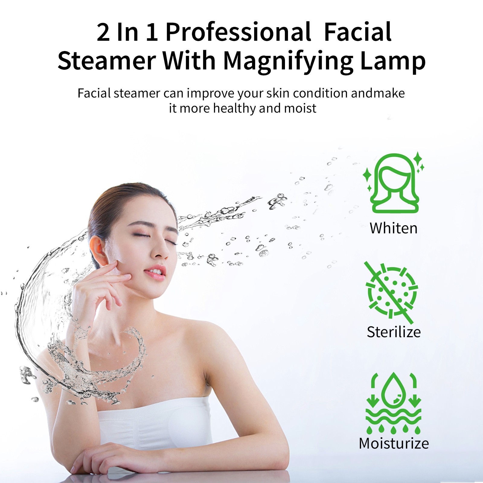 2 in 1 Professional Facial Steamer with 3X Magnifying Lamp for Home Salon Deep