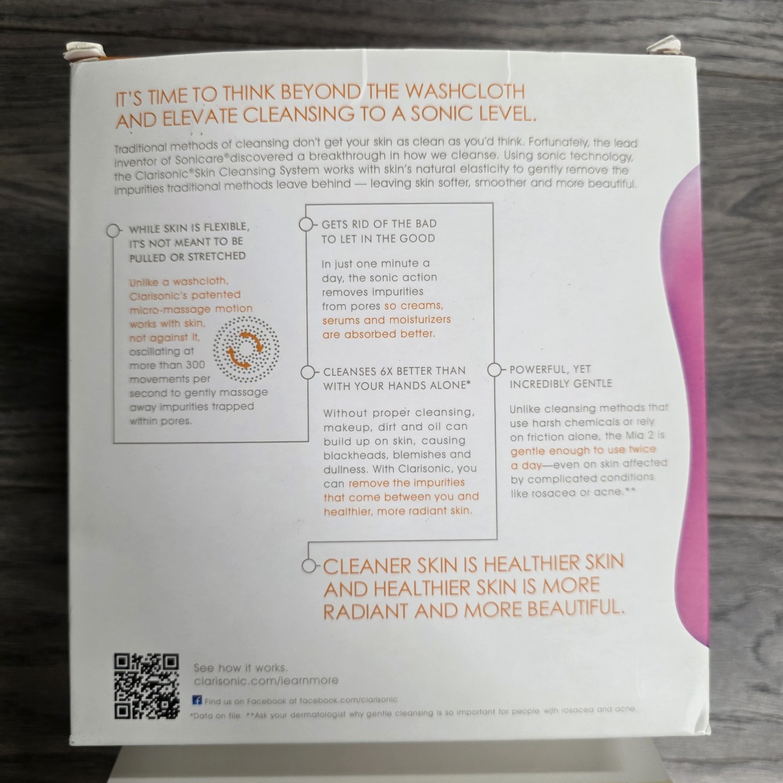 New Clarisonic Mia 2 Sonic Facial Skin Cleansing Brush System Pink