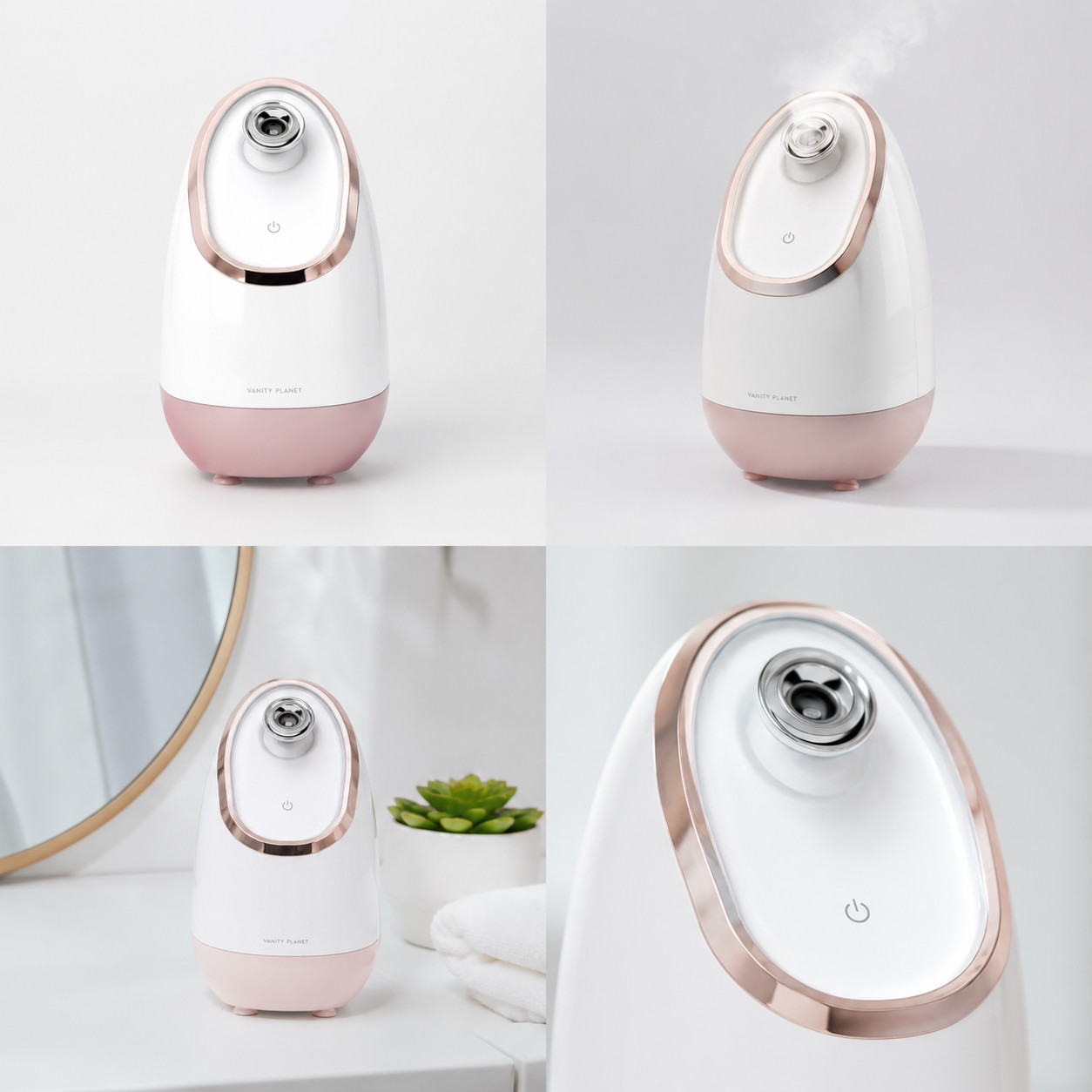 New Vanity Planet Aira Ionic Facial Steamer, Beige/Rose Gold for All Skin Types