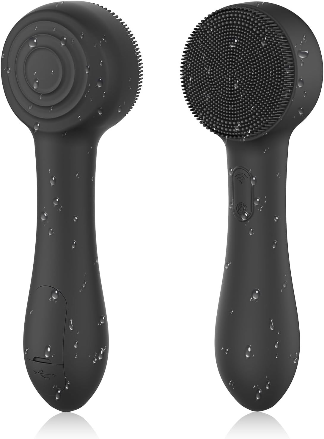 Cepillo Limpieza Facial Silicona Recargable Exfoliante Masaje Negro Para Rostro