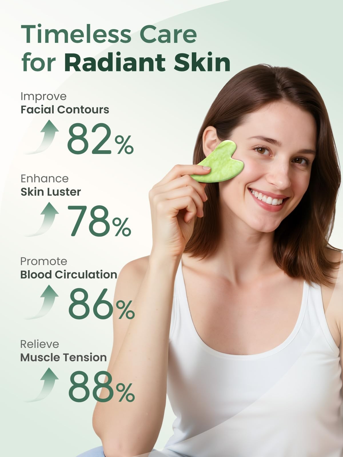 Gua Sha Facial Tools, Natural Jade Stone Guasha Tool for Face Acupuncture Therap