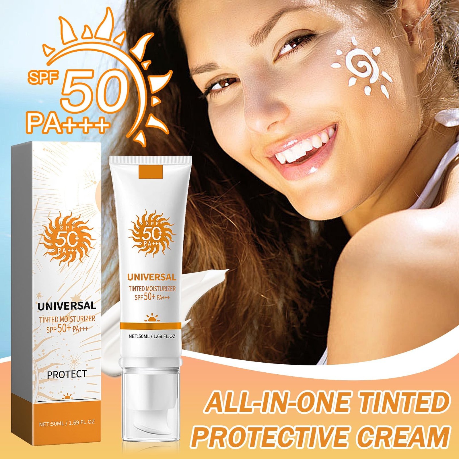Face Sunscreen Cream SPF 50+ PA+++,Moisturizing 0.04 Ounce (Pack of 1), A