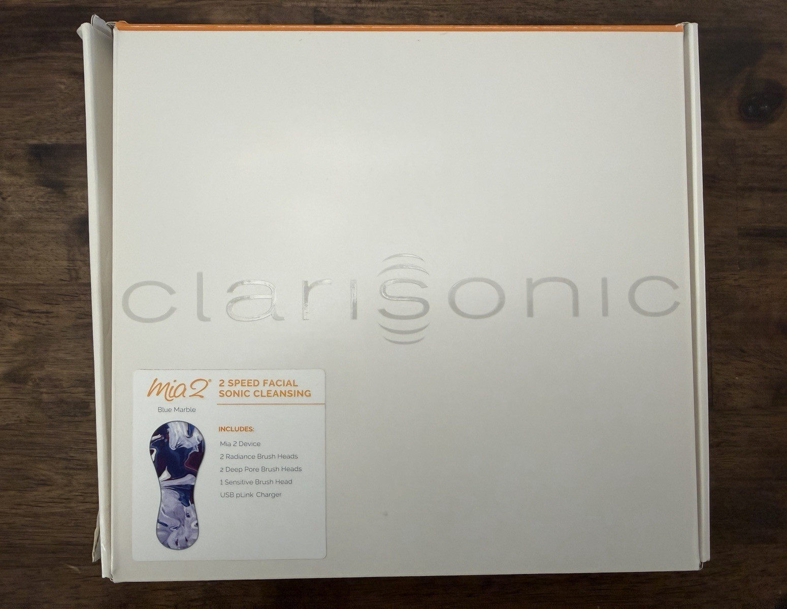 Clarisonic Mia 2 2-Speed Wireless Sonic Facial Brush Blue Marble w/Charger