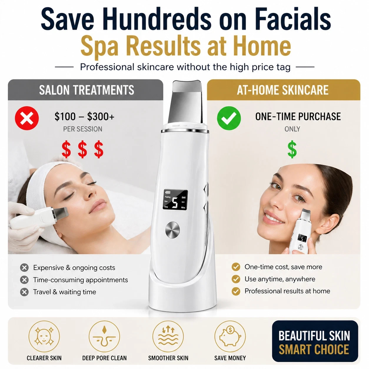 Skin Scrubber Face Spatula 4 in 1 Blackhead Remover Deep Pore Cleaner