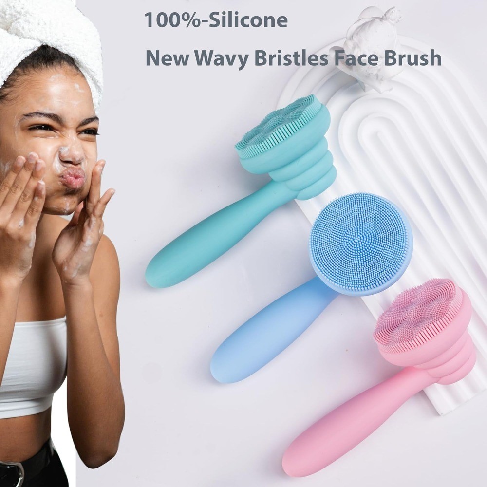 Manual Exfoliating Facial Cleansing Brush with Ultrafine Soft Silicone Bristles