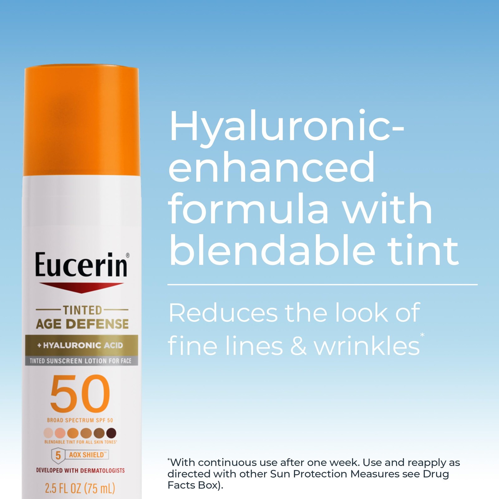 Eucerin Sun Tinted Age Defense Face Sunscreen 2.5 Fl Oz (Pack of 1), White