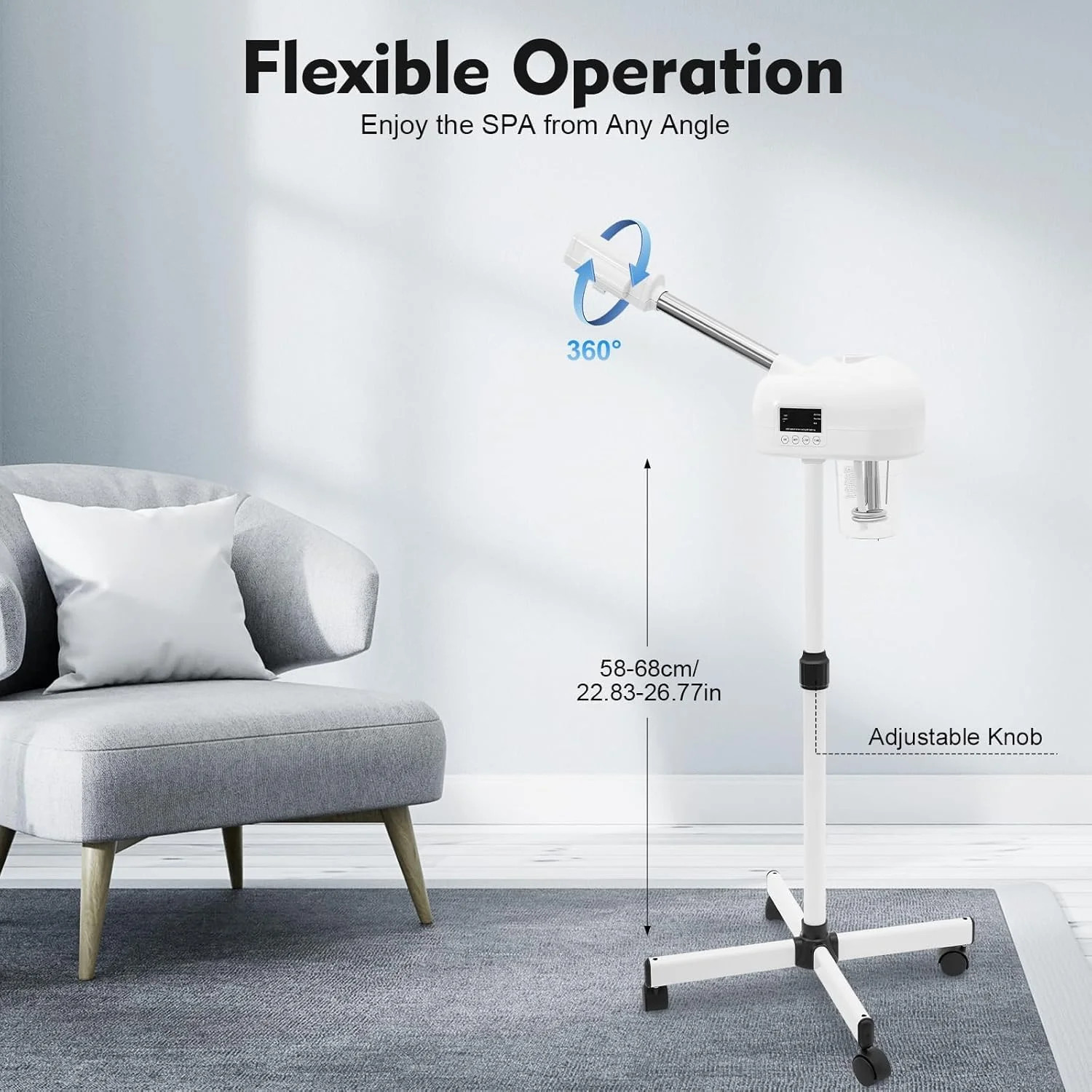 Professional Facial Steamer, Hot Mist Spray & Ozone, LCD Touch Screen & Timer Fu