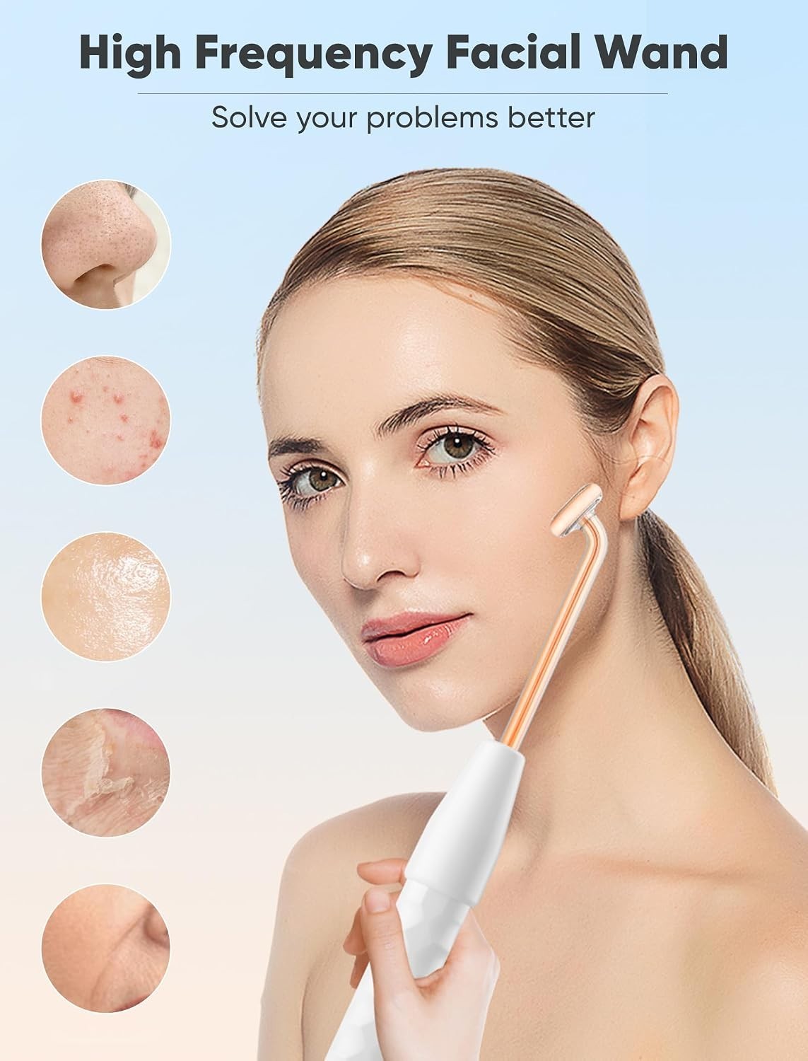 High Frequency Wand Facial Device 4 Tubes Portable Skin Care Tool