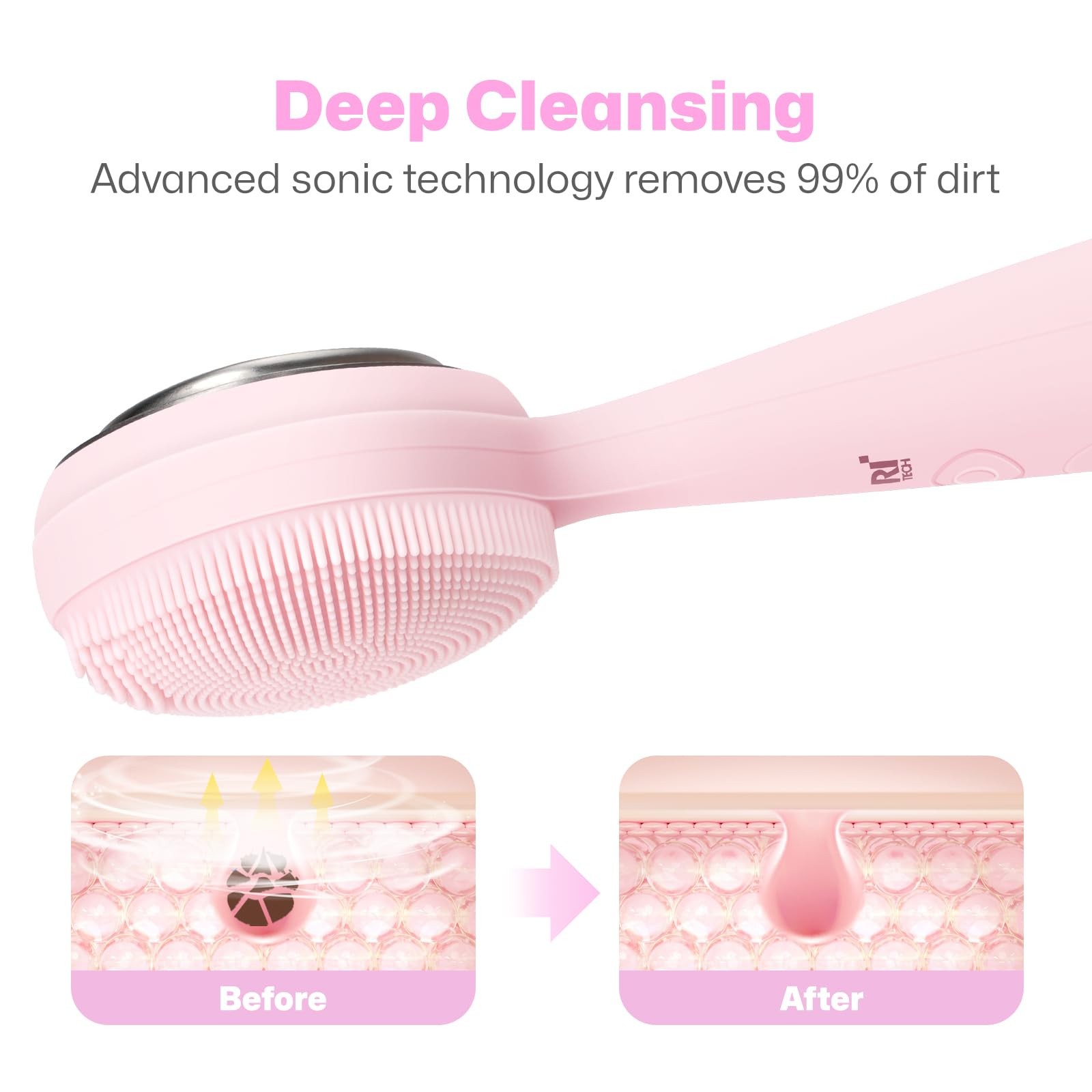 Cleansing Brush with Vibrating, Rechargeable Silicone Scrubber for Deep Pore …