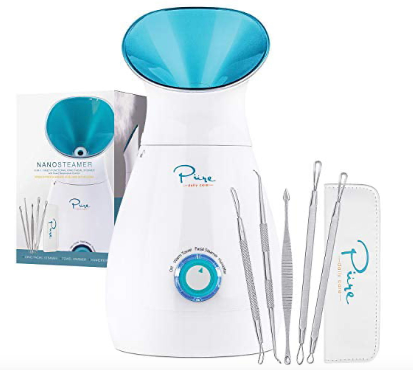 NanoSteamer Facial Steamer with Ionic Technology and 5-Piece Skin Care Tool Set