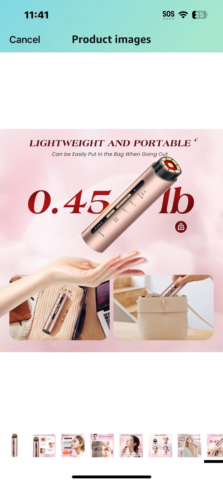 Inteo Microcurrent Facial Device Red Light Therapy Face Neck 3 Modes