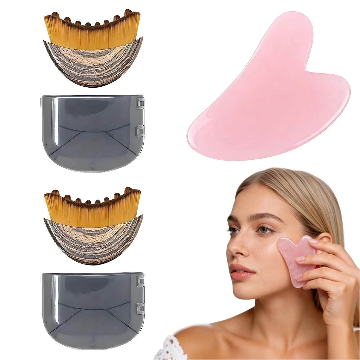 2 Pcs Lymphatic Contour Face Brush,Face Brush For Lymphatic Drainage,With Res…