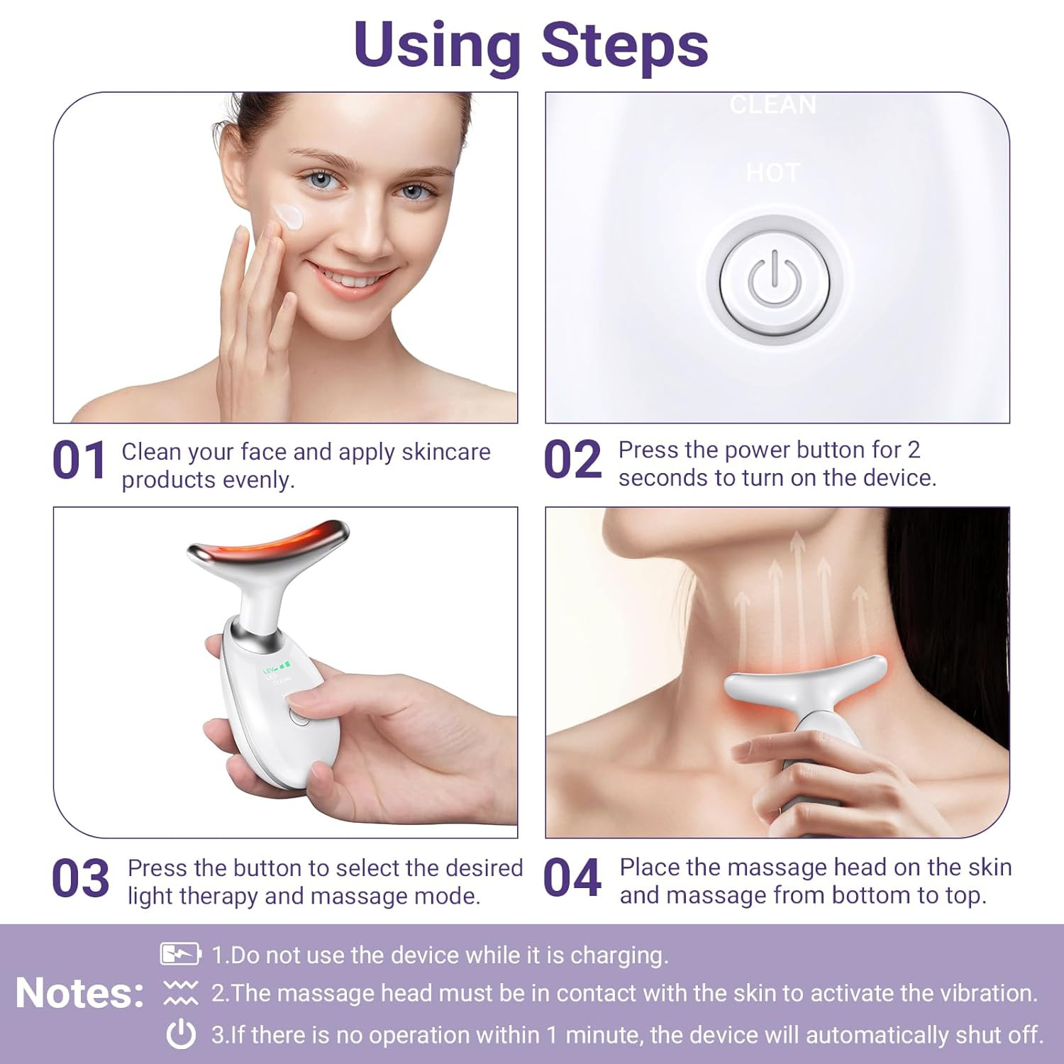 Neck Face Massager, Face Sculpting Tool, 3 Modes and Vibration for Facial Massag