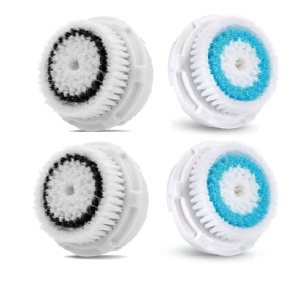 2 DEEP PORE + 2 SENSITIVE Facial Cleansing Brush Heads For Clarisonic Mia 1,2