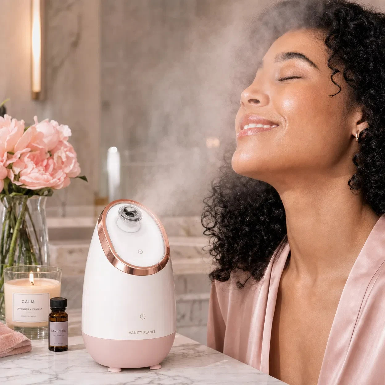 New Vanity Planet Aira Ionic Facial Steamer, Rose Gold for All Skin Types